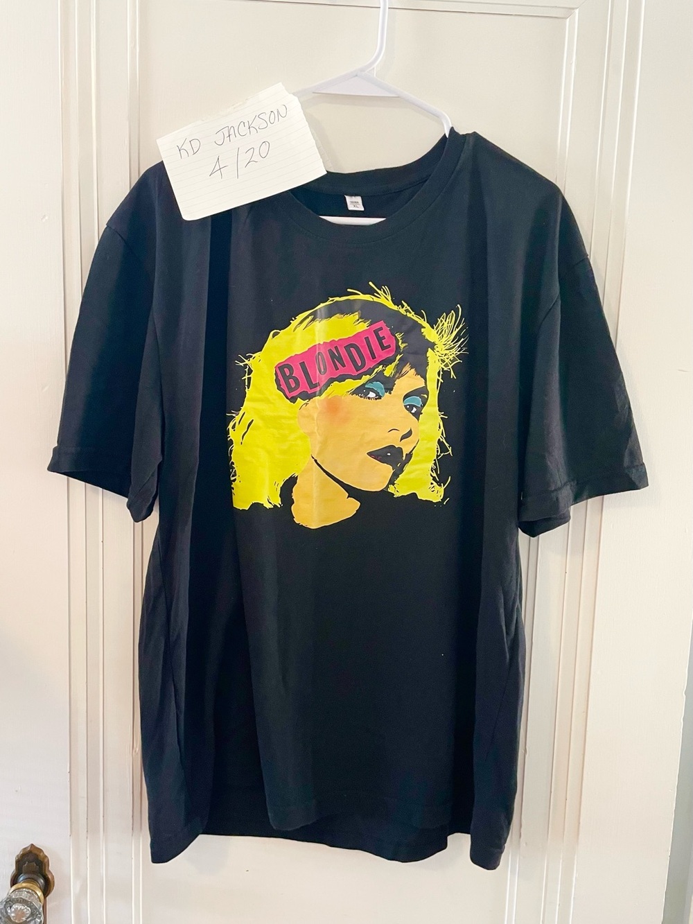Black Blondie Graphic Tee with Neon Yellow Pop Art